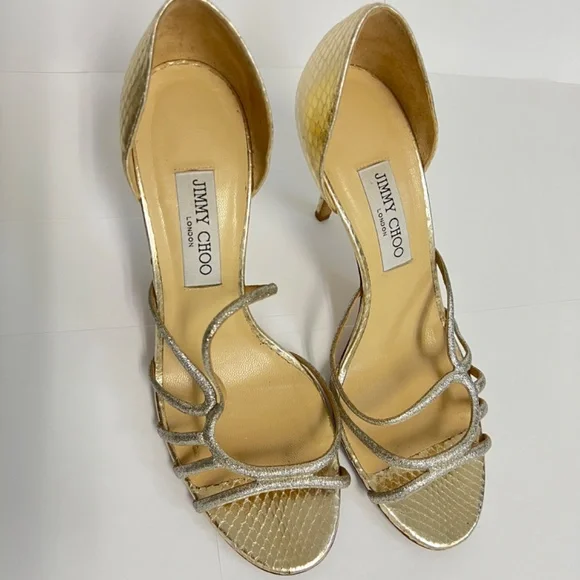 Jimmy Choo Straits D’Orsay Gold Heels - Picture 13 of 14